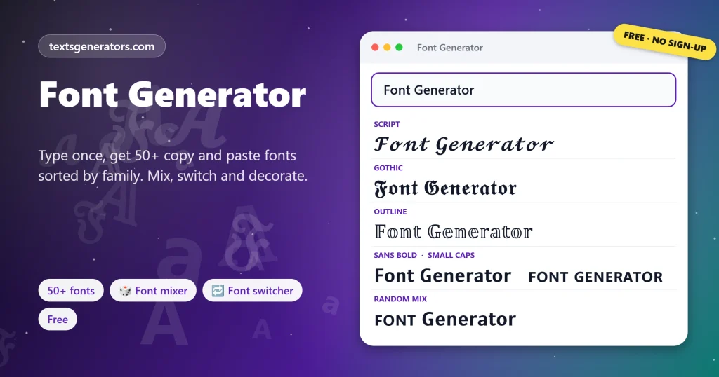 Font Generator showing example styles